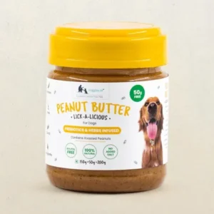WIGGLES Dog Peanut Butter, Dog Treats Healthy Peanut Butter - Honey, Olive Oil, Ashwagandha, Flaxseed, Rosemary Extract - 200 g